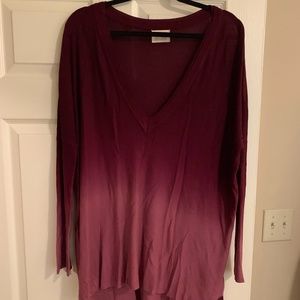 Urban Outfitters Maroon Ombre V-Neck Sweater